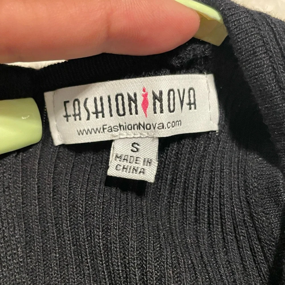 Fashion Nova Black Ribbed Zippered Jumpsuit - Picture 6 of 6